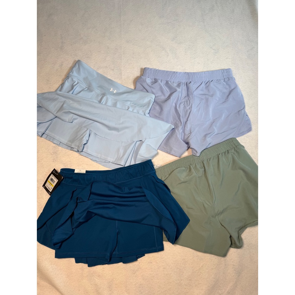 Under Armour Womens Lot 4 Fly By 3 Shorts & Motion Skorts Blue Green Medium NWT - Picture 6 of 7